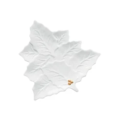 Easy Life Assiette en porcelaine de 22×22 cm HOLLY & BERRIES WHITE Best