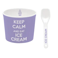 Easy Life Bol à glace avec cuillère, dans une boîte Keep CALM AND EAT ICE CREAM PURPLE Hot