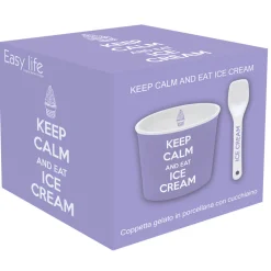Easy Life Bol à glace avec cuillère, dans une boîte Keep CALM AND EAT ICE CREAM PURPLE Hot
