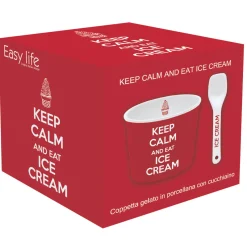 Easy Life Bol à glace avec cuillère, dans une boîte Keep CALM AND EAT ICE CREAM RED Sale