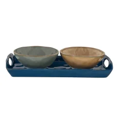 Easy Life coffret de plateau 28×14 cm avec 2 bols Ø 12 cm en porcelaine, INTERIOR New