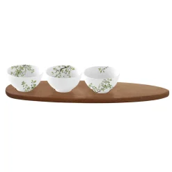 Easy Life Ensemble apéritif avec 3 bols et plateau en acacia NATURA Discount
