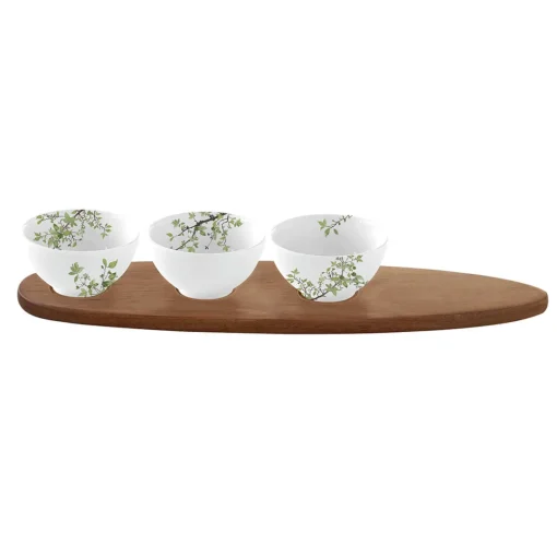 Easy Life Ensemble apéritif avec 3 bols et plateau en acacia NATURA Discount