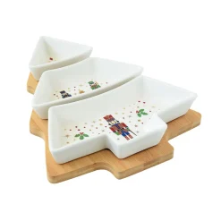 Easy Life Ensemble apéritif avec 3 bols en porcelaine et plateau en bambou NUTCRACKER Discount