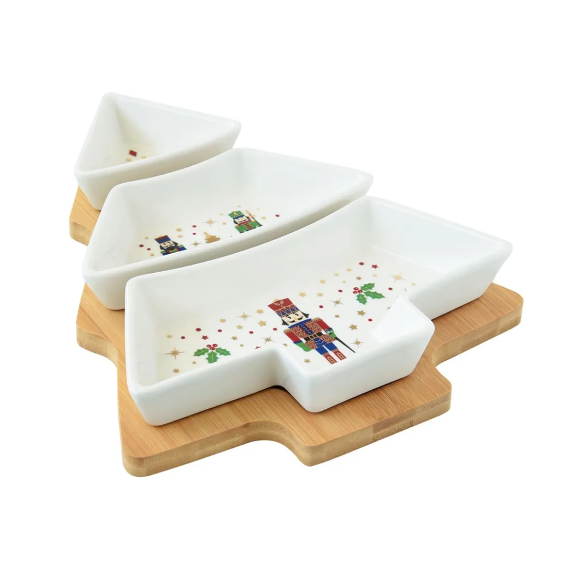 Easy Life Ensemble apéritif avec 3 bols en porcelaine et plateau en bambou NUTCRACKER Discount