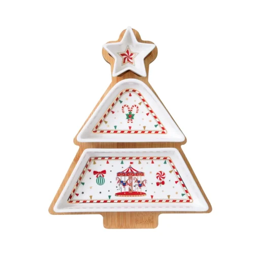 Easy Life Ensemble apéritif avec 3 bols et plateau en bambou de 21×25 cm CHRISTMAS WONDERLAND Discount