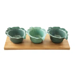 Easy Life Ensemble apéritif avec plateau en bambou et 2 bols en porcelaine en forme de feuilleCarre MADAGASCAR Discount