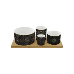 Easy Life Ensemble apéritif en bambou avec 4 bols en porcelaine, dans une boîte cadeau CELESTIAL Hot