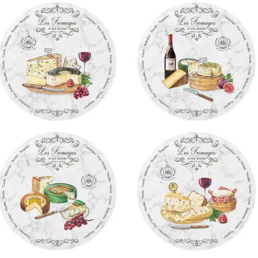 Easy Life Ensemble de 4 assiettes LES FROMAGES Outlet