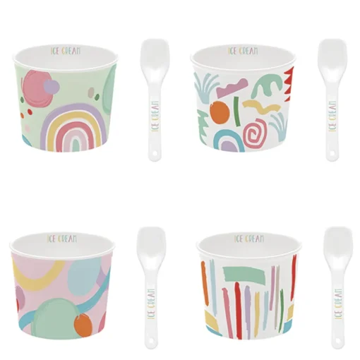 Easy Life Ensemble de 4 bols à glace avec cuillères GOOD VIBES Clearance