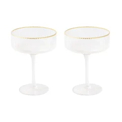 Easy Life Ensemble de 2 coupes à champagne avec fil d’or FESTIVE Clearance