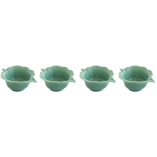 Easy Life Ensemble de 4 mini bols en porcelaine en forme de feuille LEAVES LIGHT GREEN Hot