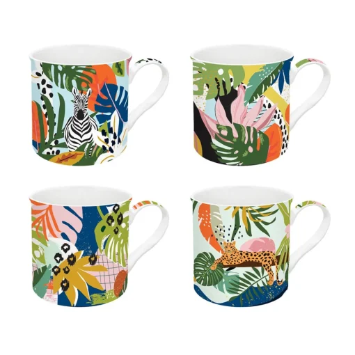 Easy Life Ensemble de 4 mugs de 300 ml TROPICAL VIBES