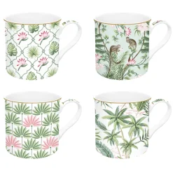 Easy Life Ensemble de 4 mugs en porcelaine fine china de 300 mlWild TROPICAL Hot
