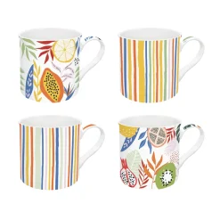 Easy Life Ensemble de 4 mugs en porcelaine fine China TUTTI FRUTTI Hot