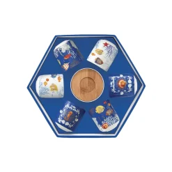 Easy Life Ensemble de 6 petites tasses à espresso avec soucoupes en bambou AQUARIUM Outlet