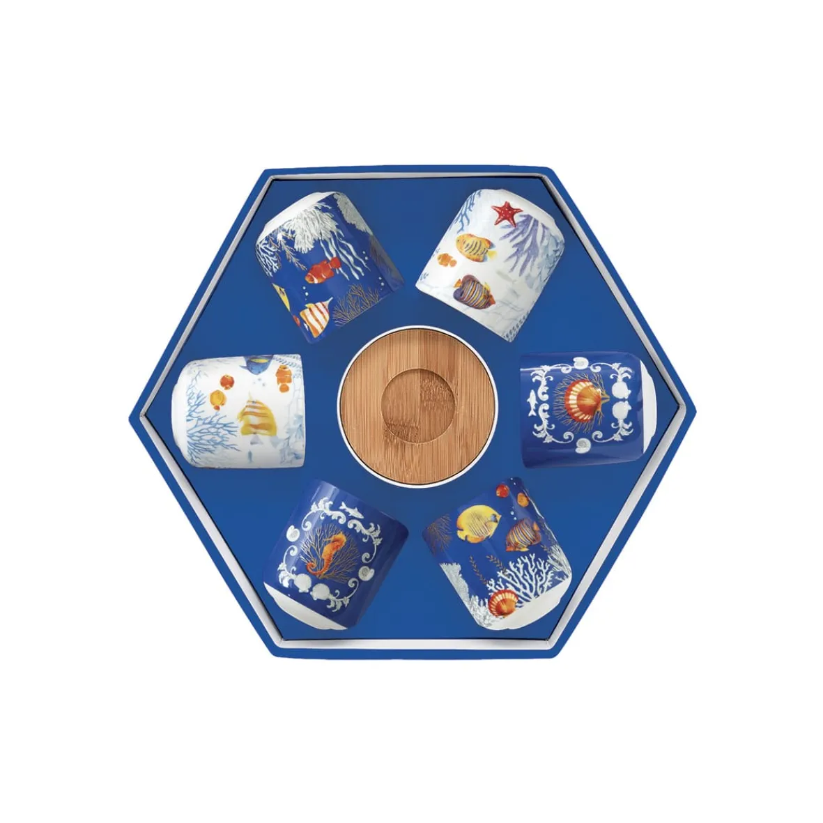 Easy Life Ensemble de 6 petites tasses à espresso avec soucoupes en bambou AQUARIUM Outlet