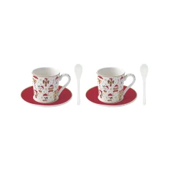 Easy Life Ensemble de 2 petites tasses à espresso avec soucoupes et cuillères CHRISTMAS FRIENDS DOGS Clearance