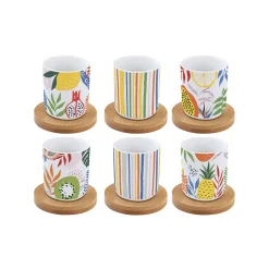Easy Life Ensemble de 6 petits verres à café avec soucoupes TUTTI FRUTTI