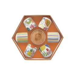 Easy Life Ensemble de 6 petits verres à café avec soucoupes TUTTI FRUTTI