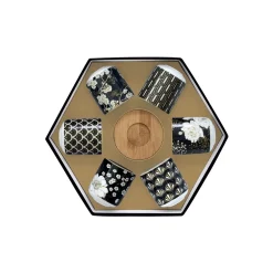 Easy Life Ensemble de 6 petits verres à café avec soucoupes en bambouART DECO & FLOWERS Clearance