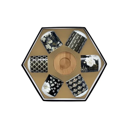 Easy Life Ensemble de 6 petits verres à café avec soucoupes en bambouART DECO & FLOWERS Clearance