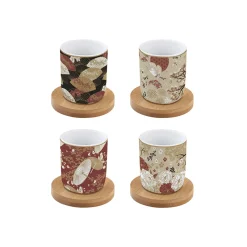 Easy Life Ensemble de 4 petits verres à café avec soucoupes en bambou KIMONO Outlet