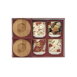 Easy Life Ensemble de 4 petits verres à café avec soucoupes en bambou KIMONO Outlet