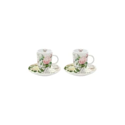 Easy Life Ensemble de 2 tasses à café avec soucoupes JARDIN BOTANIQUE Discount