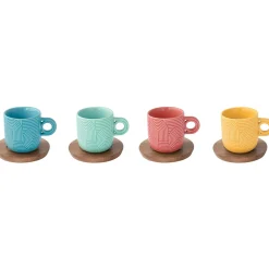 Easy Life Ensemble de 4 tasses à café avec soucoupe TAKE A LOOP ASS.5 Hot