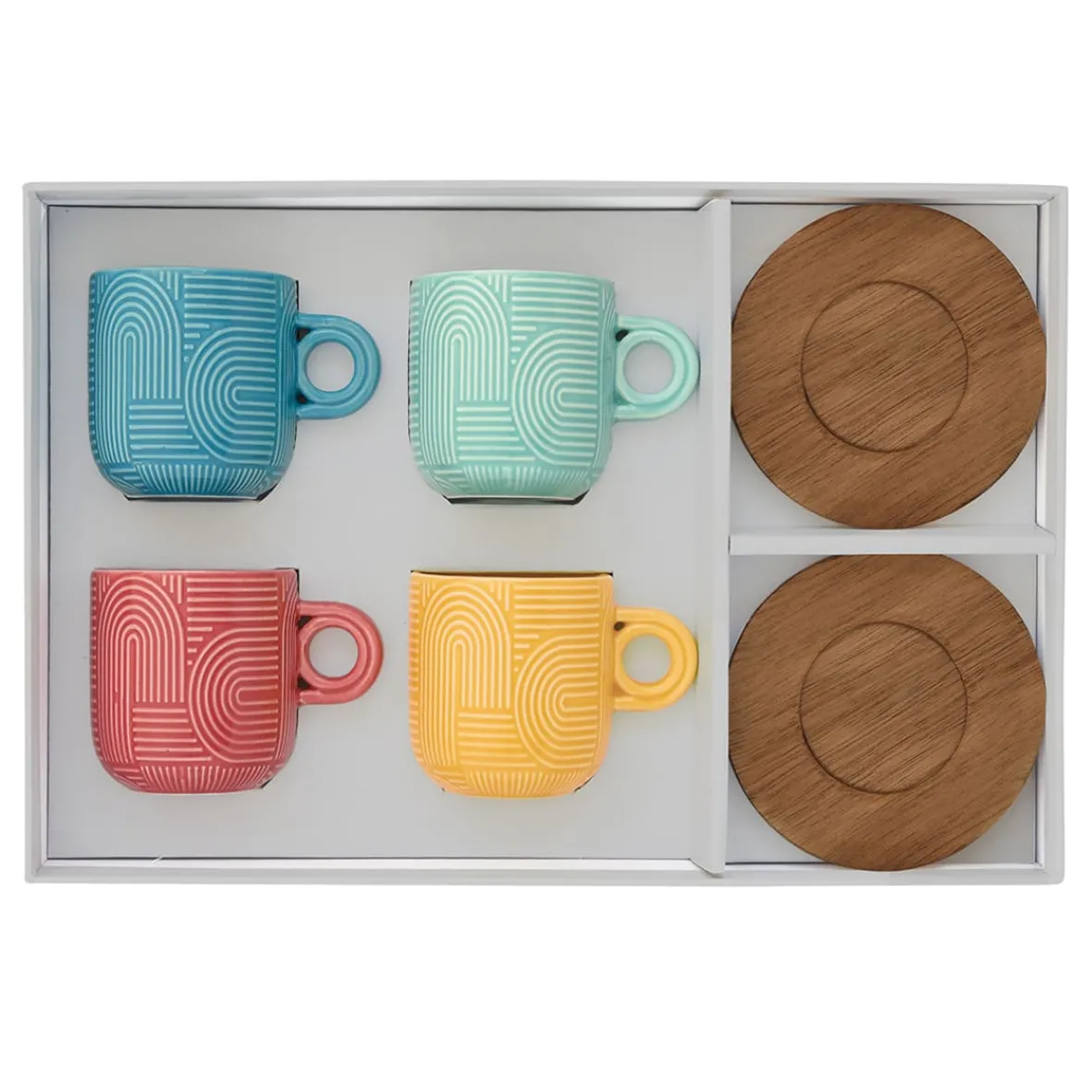 Easy Life Ensemble de 4 tasses à café avec soucoupe TAKE A LOOP ASS.5 Hot