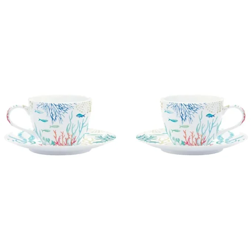 Easy Life Ensemble de 2 tasses à café avec soucoupe Under The SEA Discount