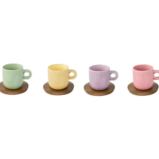 Easy Life Ensemble de 4 tasses à café avec soucoupe TAKE A LOOP ASS.6 Clearance