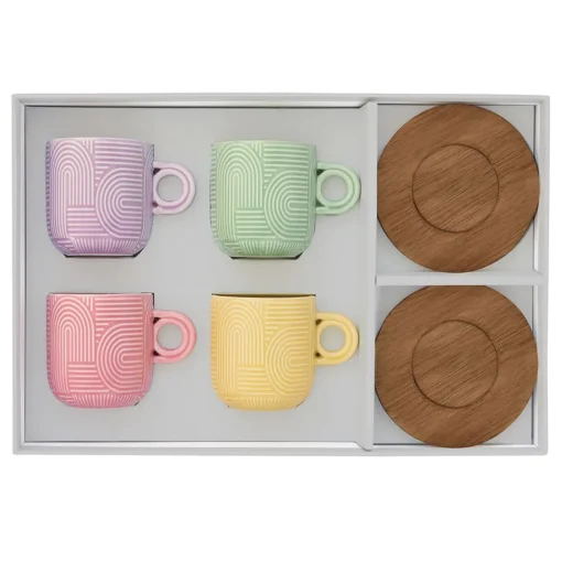 Easy Life Ensemble de 4 tasses à café avec soucoupe TAKE A LOOP ASS.6 Clearance