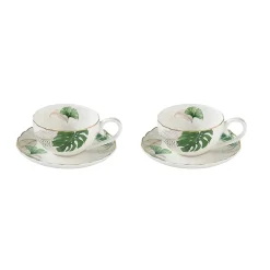 Easy Life Ensemble de 2 tasses à café avec soucoupe, 100 ml EXOTIQUE Sale