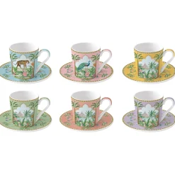 Easy Life Ensemble de 6 tasses à café avec soucoupes PARADIS SAUVAGE Sale