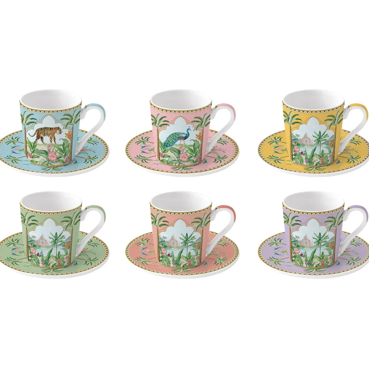 Easy Life Ensemble de 6 tasses à café avec soucoupes PARADIS SAUVAGE Sale