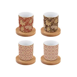 Easy Life Ensemble de 4 tasses à café en porcelaine avec soucoupe en bambou 110 ml FLEURS DES RÊVES Discount