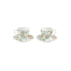 Easy Life Ensemble de 2 tasses à café avec soucoupes en porcelaine, 80 ml ZEN GARDEN WHITE