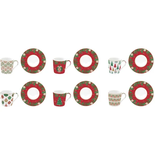 Easy Life Ensemble de 6 tasses à café avec soucoupe JINGLE BELLS Outlet