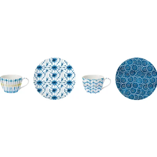 Easy Life Ensemble de 2 tasses à café avec soucoupes SHIBORI Sale