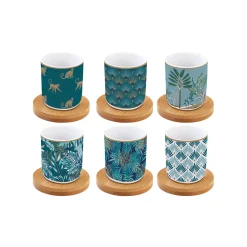 Easy Life Ensemble de 6 tasses à espresso de 110 ml avec soucoupes en bambou COFFEE Mania JUNGLE Online