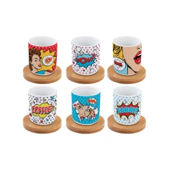Easy Life Ensemble de 6 tasses à espresso de 100 ml avec soucoupesPOP ART Online