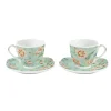 Easy Life Ensemble de 2 tasses avec soucoupes en porcelaine, 225 ml ZEN GARDEN GREEN New