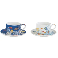 Easy Life Ensemble de 2 tasses avec soucoupes AQUARIUM Clearance