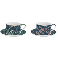 Easy Life Ensemble de 2 tasses de 240 ml avec soucoupes en porcelaine, dans une boîte cadeau MANDALAY Discount