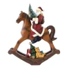 Easy Life Figurine du père noël sur cheval à bascule en polyrésine CHRISTMAS FIGURINES Outlet