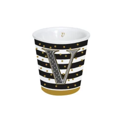 Easy Life Gobelet à café en porcelaine 100 ml dans une boîte A LETTER FOR YOU «V» Hot