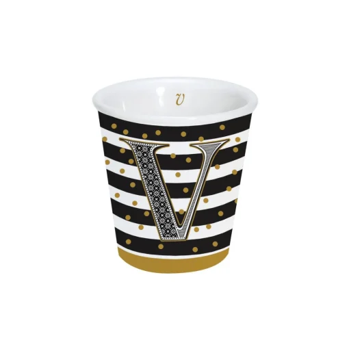 Easy Life Gobelet à café en porcelaine 100 ml dans une boîte A LETTER FOR YOU «V» Hot