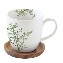 Easy Life Mug en porcelaine de 350 ml avec couvercle en acacia NATURA Clearance